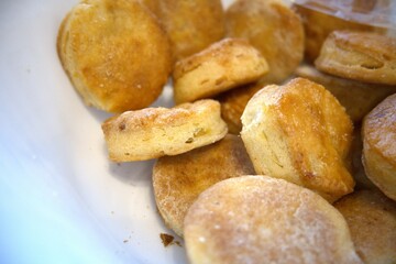 Potato patties in a bowl