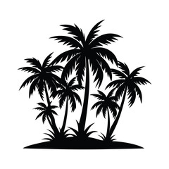 Tropical palm tree silhouette vector illustration capturing the essence of a beach island paradise at sunset
