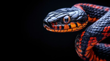 Fototapeta premium Close-Up of a Striking Black and Red Coral Snake
