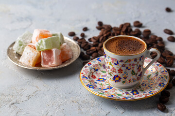 Traditional delicious Turkish coffee or Greek coffee