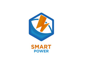 smart hexagon modern thunder power energy logo icon symbol design template illustration inspiration