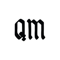 QM monogram logo design letter text name symbol monochrome logotype alphabet character simple logo