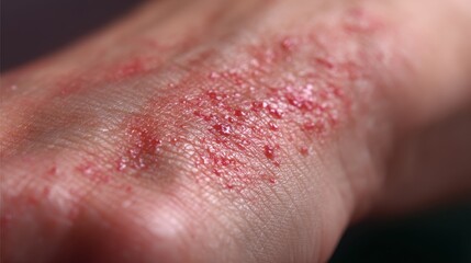 Fototapeta premium Close-up of dry, red skin with visible irritation and scaling.