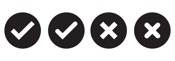 Click the check mark vector button. Vector of a red cross with a green checkmark.
