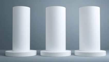 Three white cylinders on gray bases (1)