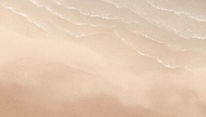 High-angle view of beige sand beach with soft waves