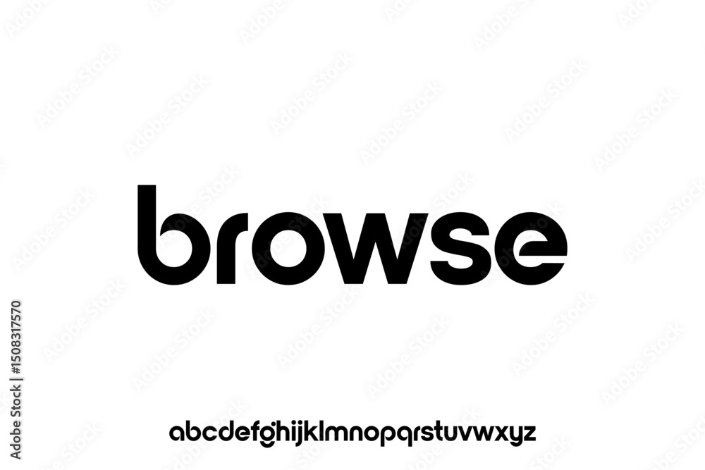 Fototapete word browse . modern minimalist geometric circular font with rounded edges.