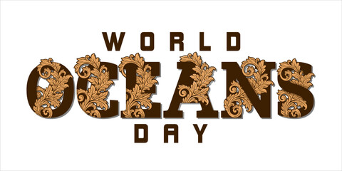 World oceans day design with turtle. Sea turtle trapped in plastic celebrating world ocean day