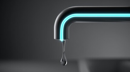 Modern faucet with LED lighting, showcasing a droplet of water for a sleek aesthetic.