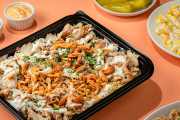 Shawarma Fatteh with Nuts and Garlic Sauce – Gourmet Middle Eastern Fusion