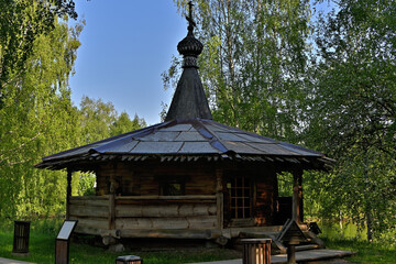 A small wooden chapel in the museum of wooden architecture in Kostroma.