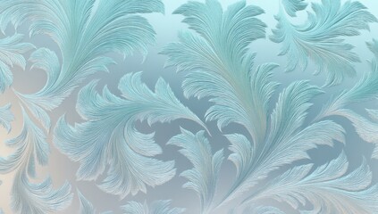 Delicate, light teal frost patterns on a soft pastel gradient background