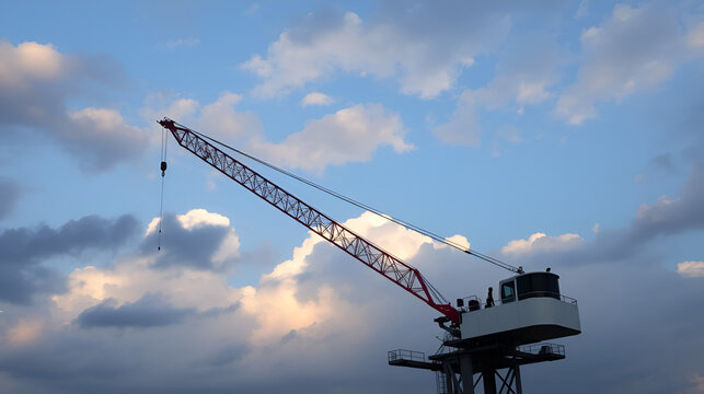 Mobile crane with sky cloudy.