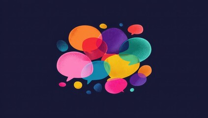 Colorful speech bubbles cluster on dark background