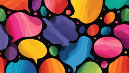 Vibrant, abstract speech bubbles in a variety of colors on a black background