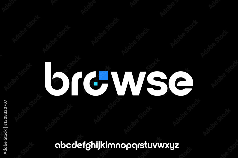 Fototapete word browse . modern minimalist geometric circular font with rounded edges.