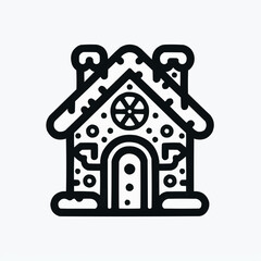 Gingerbread house illustration, festive mood, decorated with sweets, on plain background
