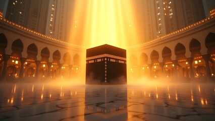 Sacred Kaaba in Mecca A Digital Rendering of Islamic Architecture