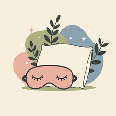 Sleep mask and pillow – pastel self-care icon