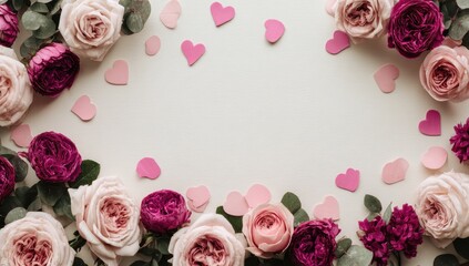 Floral heart border on white