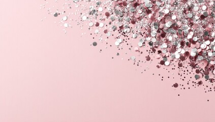 Pink backdrop with silver & rose gold glitter