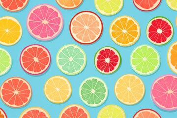 Fototapeta premium Sliced exotic fruits backgrounds grapefruit pattern.