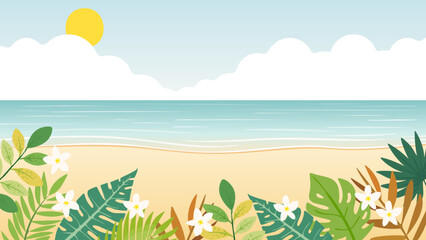 Fototapeta premium Seaside Background-7 海辺の背景。トロピカルなリゾートの壁紙。海岸のあしらい。夏の海。
