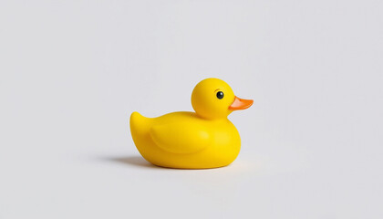 4k ULTRA HD Large Yellow Rubber Duck on Plain Neutral Grey Background, Isolated