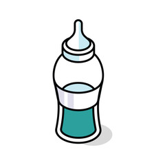Trendy isometric icon of baby feeder bottle with nipple