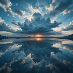 sunset over the lake