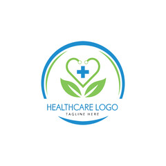 Green wellness and healthcare logo design-abstract human figures with green leaves and healthy lifestyle