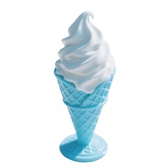 White soft serve ice cream cone isolated on white background