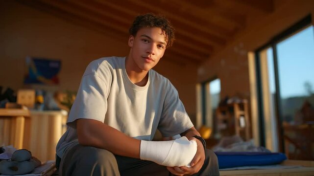 Young man learning first aid in community center with dummy arm