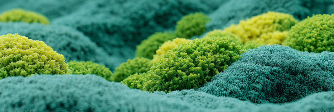 Verdant mossy hills mimic enchanted terrains, whispers of miniature forest magic, celebrating Earth Days verdure and secret elfin worlds