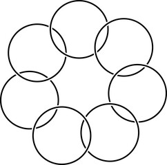 Overlapping circles line icon, maths, geometric, diagram