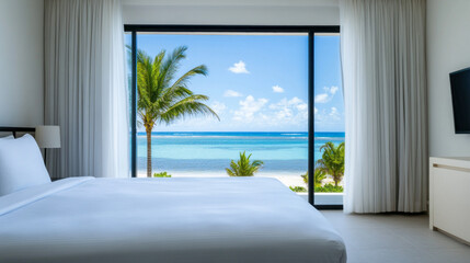 Serene oceanic vista from a minimalist sanctuary, perfect for Day of Silence retreat or lazy afternoon siesta