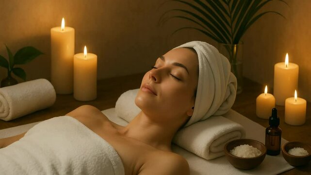 Frau entspannt sich bei einer Spa-Behandlung im Sch&ouml;nheitssalon

