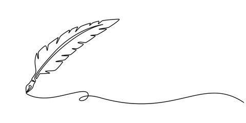 Crow feathers continuous one line drawing. Bird feather. Vector illustration, Continuous Line Drawing of Feather Icon. Hand Drawn Symbol Vector Illustration. Bird feather continuous one line drawing. © LINE SIMPLE DRAWING
