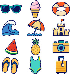 summer icons set