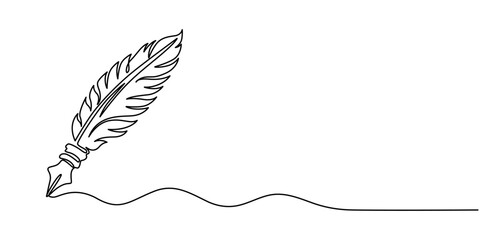 Crow feathers continuous one line drawing. Bird feather. Vector illustration, Continuous Line Drawing of Feather Icon. Hand Drawn Symbol Vector Illustration. Bird feather continuous one line drawing.