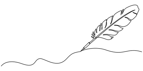 Crow feathers continuous one line drawing. Bird feather. Vector illustration, Continuous Line Drawing of Feather Icon. Hand Drawn Symbol Vector Illustration. Bird feather continuous one line drawing. © LINE SIMPLE DRAWING
