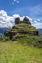 Ancient Inca Ruins of Waqrapukara in the Andean Mountains, Peru