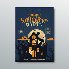 happy halloween party poster invitation design