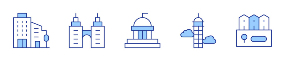 skyscraper, village, politics, building. Urban Icon vector illustration. Line Duotone style. Editable stroke