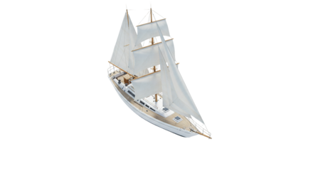 A majestic sailboat cutting through serene waters a symbol of freedom and adventure on the on transparent background