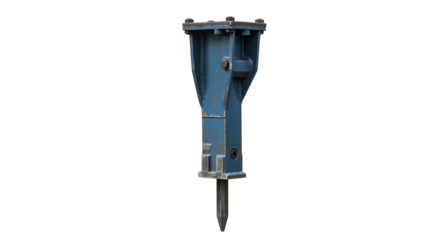Blue Hydraulic Demolition Hammer on Black Background
