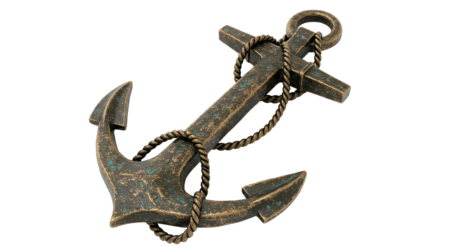 An old ship s anchor weathered by countless voyages stands as a symbol of hope against the on transparent background