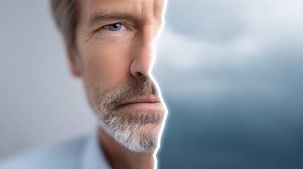 A split scene of an emotional investor versus a calm one, with emotional storm on one side and clear focus on the other