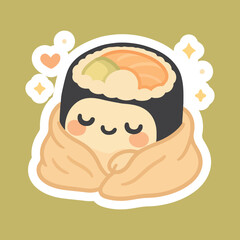 Kawaii sushi mascot in cartoon style Cute shushi menu
