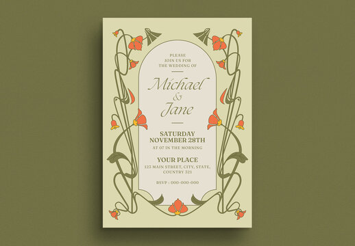Victorian Flower Wedding Invitation